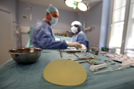 A defective silicone gel breast implant.