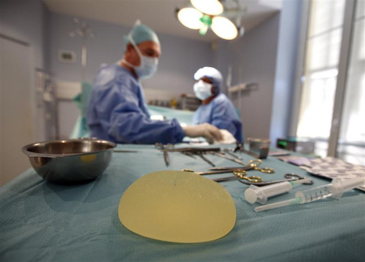 A defective silicone gel breast implant.