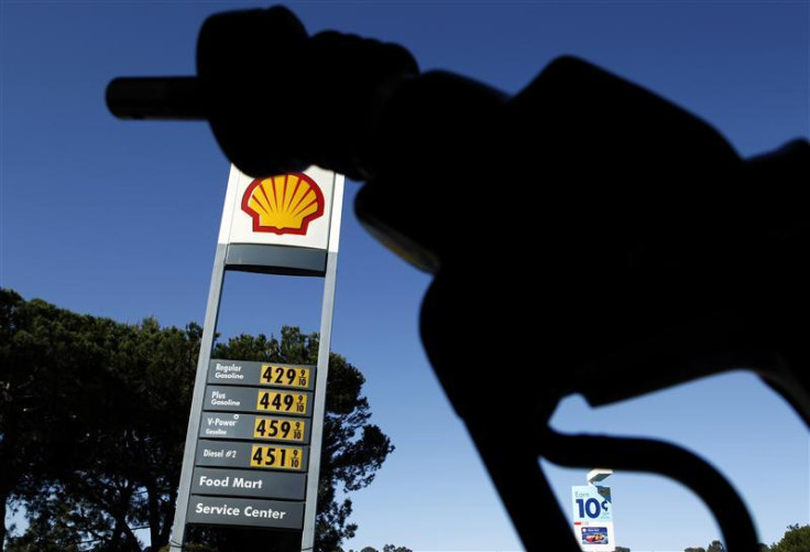 Gasoline prices are shown at a gas station in Del Mar, California