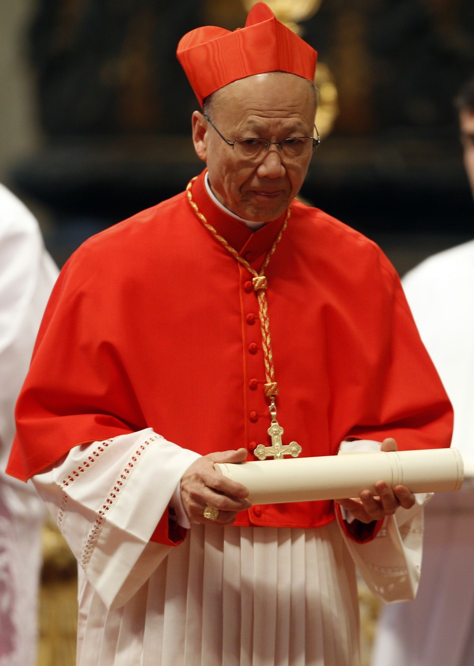 New Cardinal John Tong Hon of China with red biretta,