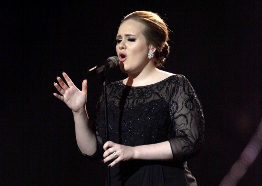 Singer Adele who won six Grammys this year.