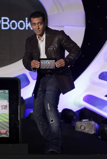 Bollywood actor Salman Khan unveils the BlackBerry PlayBook tablet in Mumbai, India,