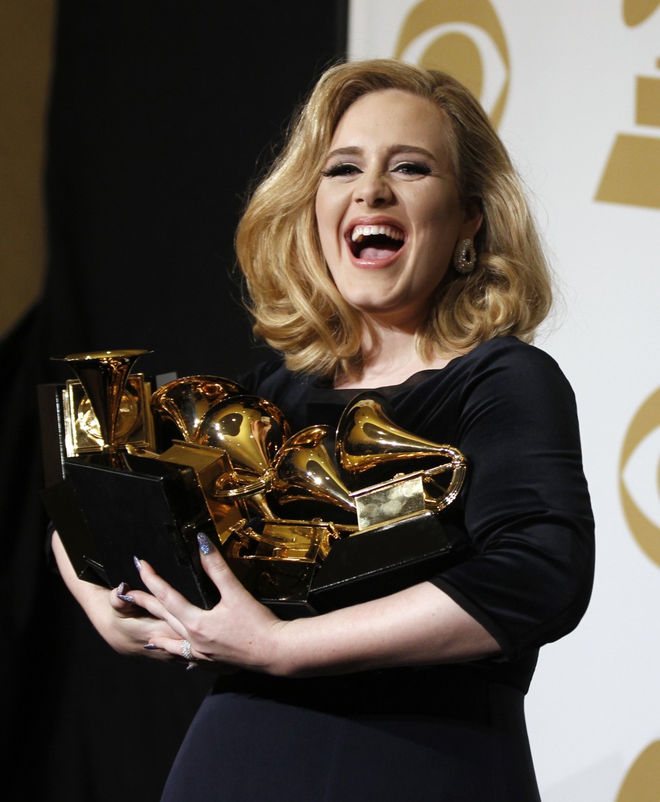 Singer Adele wins six Grammy Awards