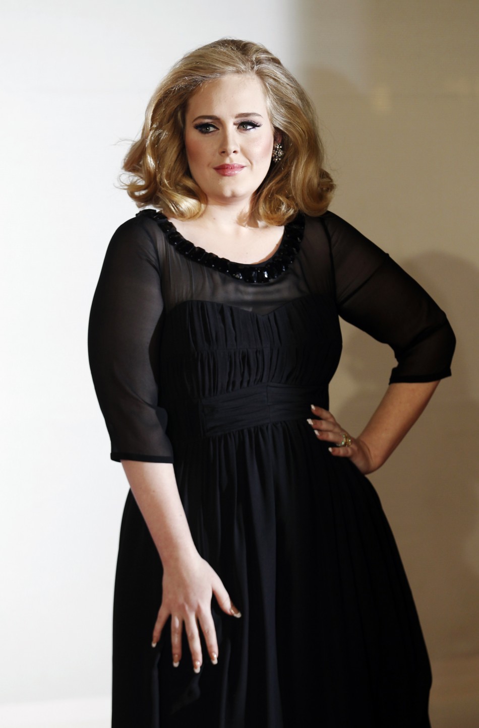 Multiple Grammy Award winner Adele arrives for the BRIT Music Awards at the O2 Arena in London