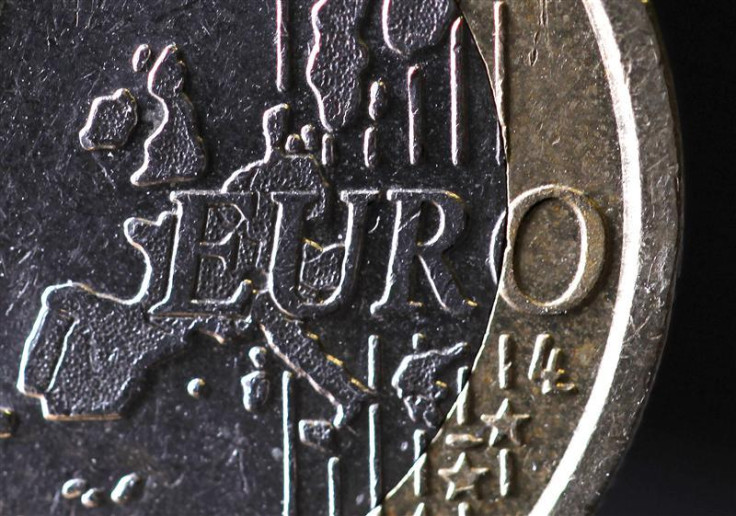 The map of Europe is featured on the face of a one Euro coin seen in this photo illustration taken in Paris