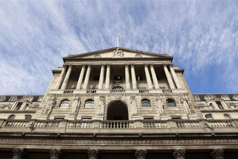 The Bank of England is seen against a blue sky in the City of London