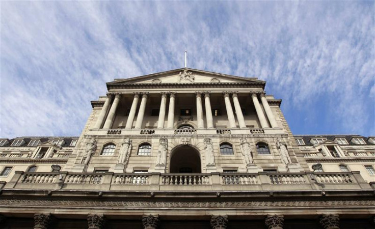 The Bank of England is seen against a blue sky in the City of London