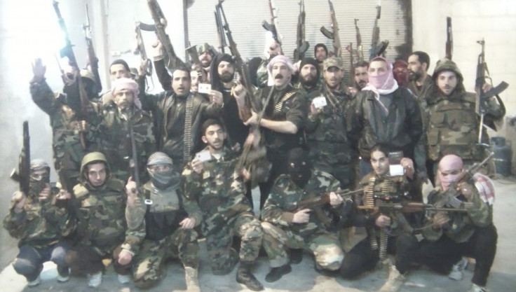 Syrian soldiers who defected to join Free Syrian Army in Al Baiadah near Homs