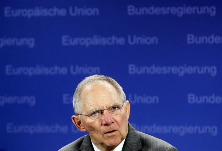 Germany's Finance Minister Schaeuble holds a news conference after a Eurogroup meeting in Brussels