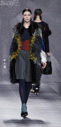 A model wears a creation part of the Fendi women039s Fall-Winter 2012-2013 collection that was presented in Milan, Italy, Thursday, Feb.23, 2012.
