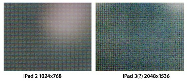 iPad 2 and rumoured iPad 3 displays compared