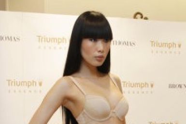 A model wears lingerie designed by supermodel turned designer Helena Christensen at the launch of the Triumph Essence Spring/Summer 2012 Collection at Brown Thomas department store in Dublin.
