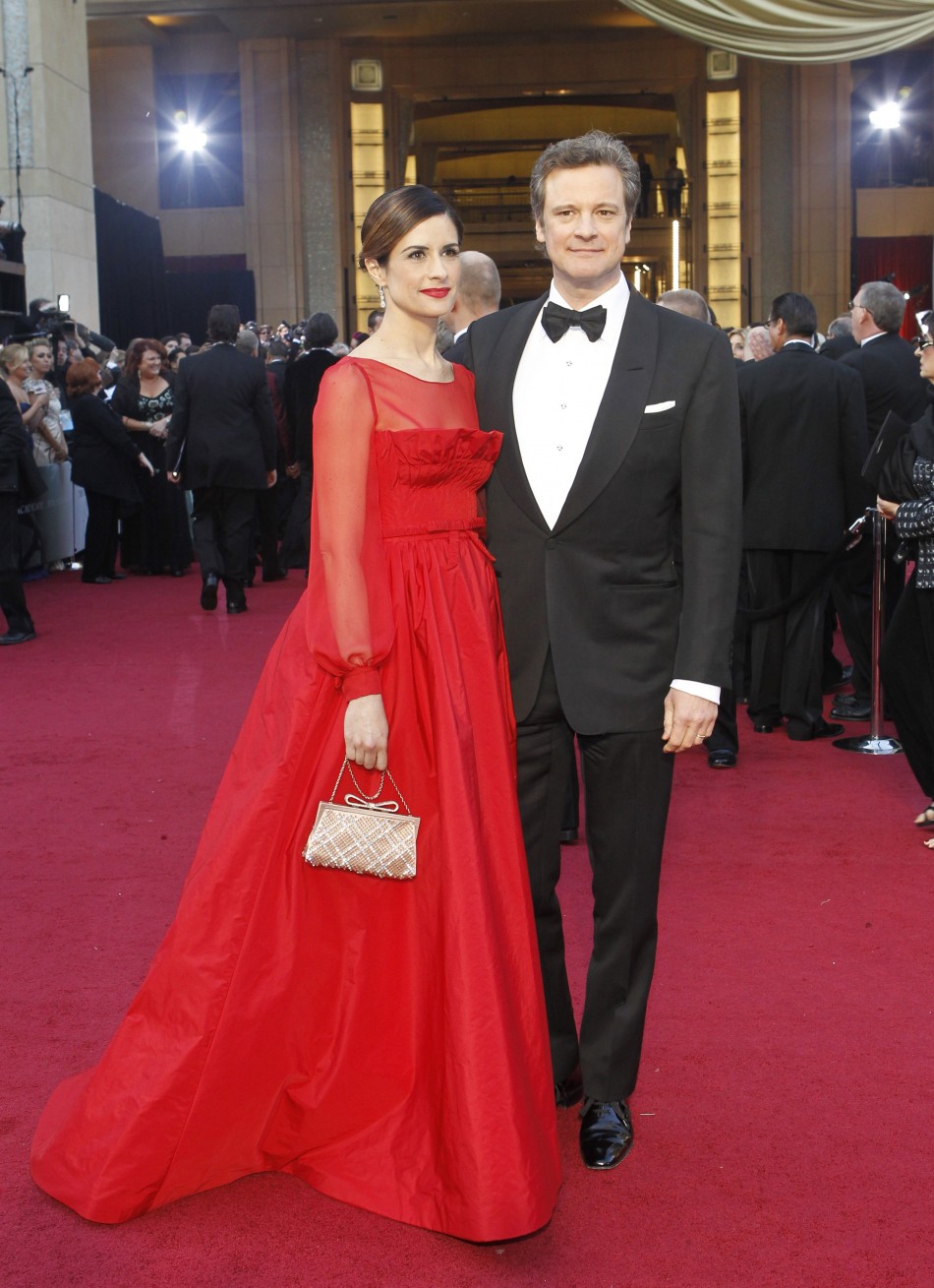 Firth and his wife Livia Giuggioli pose at the 84th Academy Awards in Hollywood
