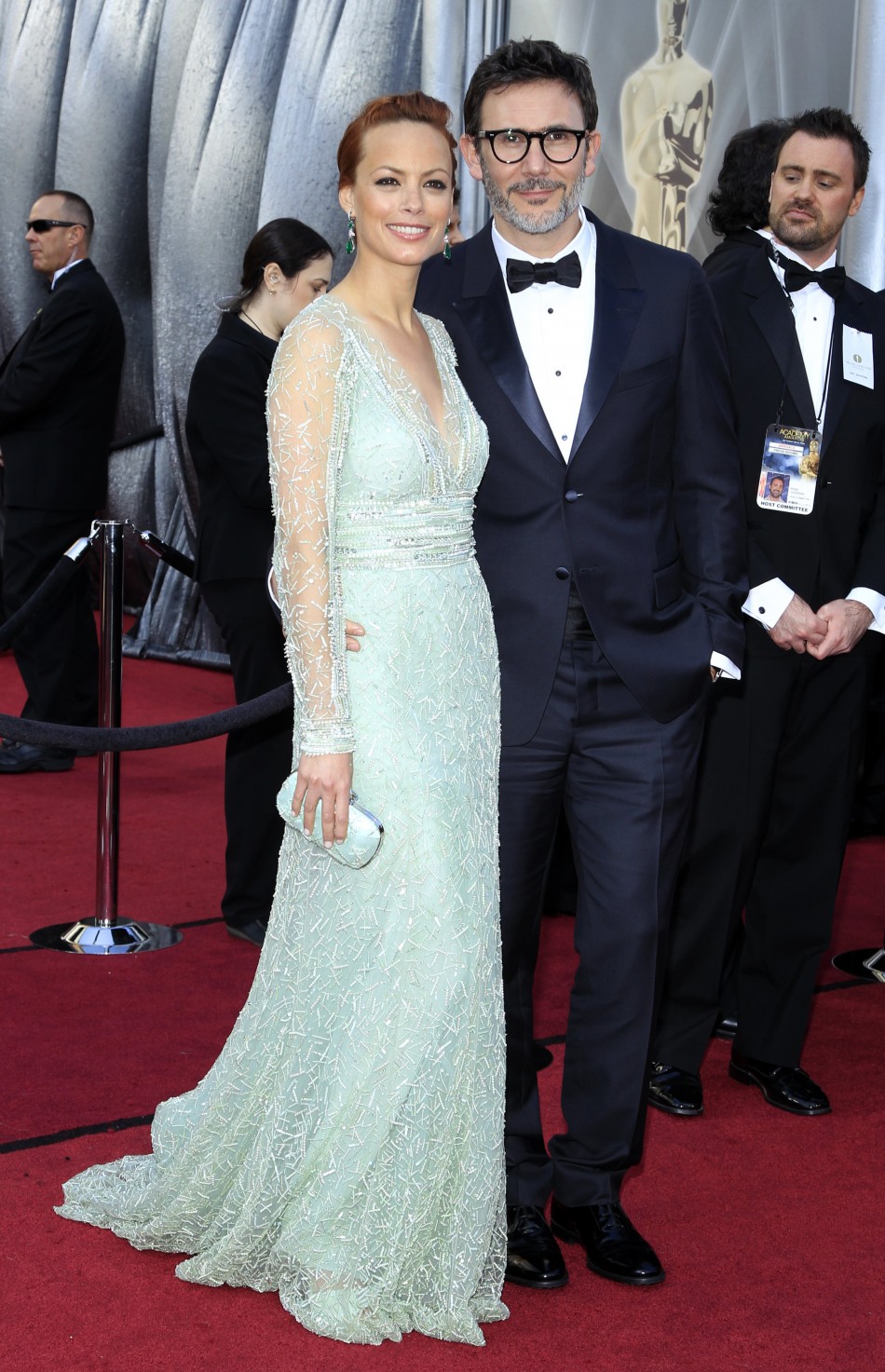 Berenice Bejo, best supporting actress nominee, and her husband French director Michel Hazanavicius, best director nominee, arrive at the 84th Academy Awards in Hollywood