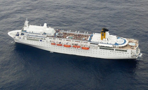 The Costa Allegra, that is stranded in the Indian Ocean.