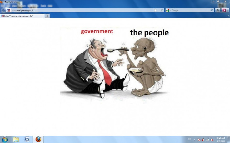 The defaced homepage of Lebanon's ministry for displaced people