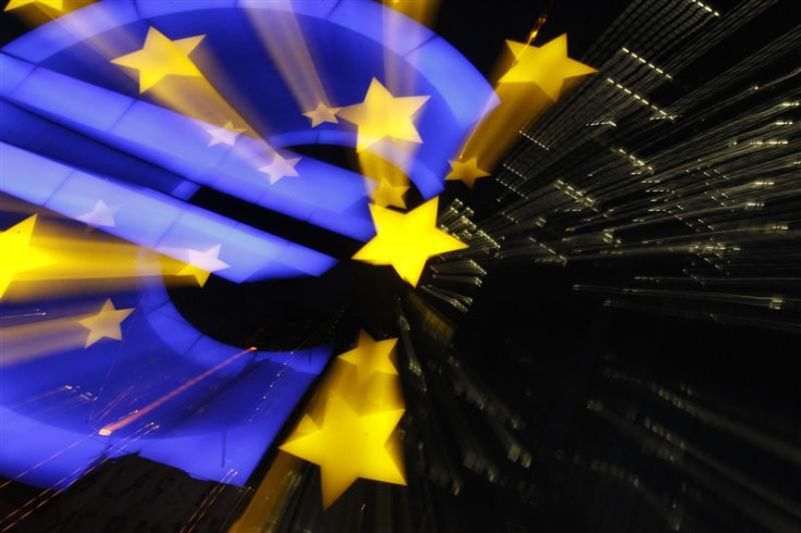 Sculpture showing the Euro currency sign is seen in front of ECB headquarters in Frankfurt