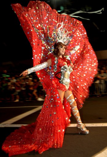 A participant takes part in the 33rd Sydney Gay and Lesbian Mardi Gras Parade in Sydney, Australia, Saturday, Feb. 27, 2010. Started in 1978 as a protest march for gay rights, the parade attracts hundreds of thousands of spectators to the city to watch th