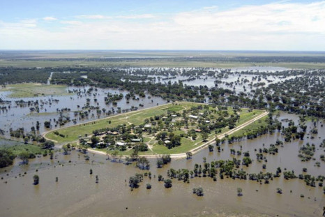 Handout photo of flood waters surrounding Alice Edwards Village on the western fringe of the Australian outback town of Bourke