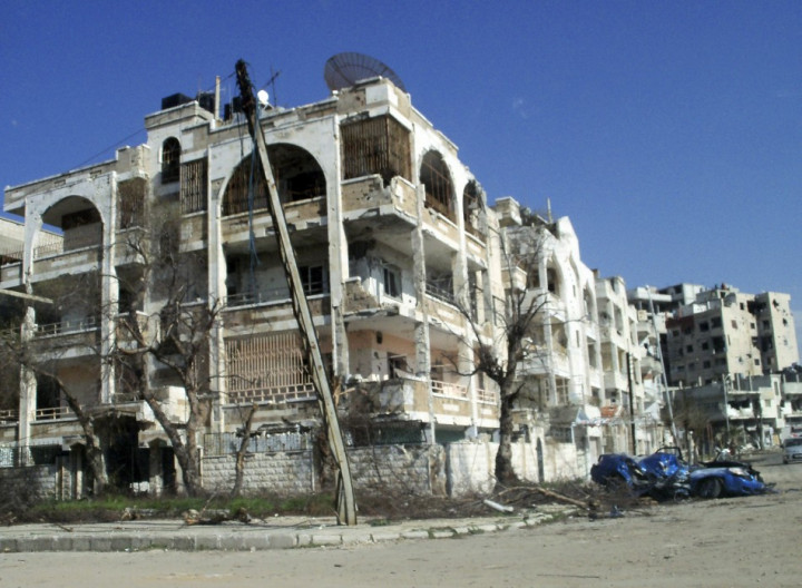 Inshaat district of Homs sustained heavy damage from bombs and shelling by government forces Inshaat district of Homs sustained heavy damage from bombs and shelling by government forces