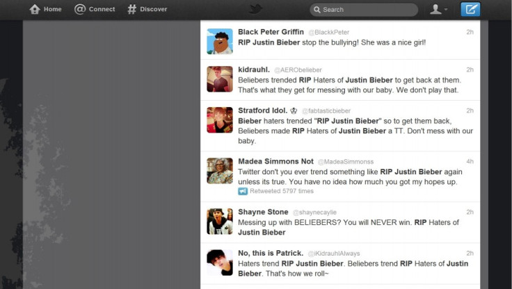 RIP Justin Bieber - Twitter Death Hoax