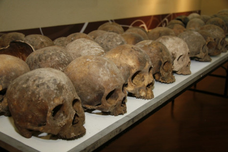 Handout shows some of the skulls discovered in a mass grave in southern Mexico