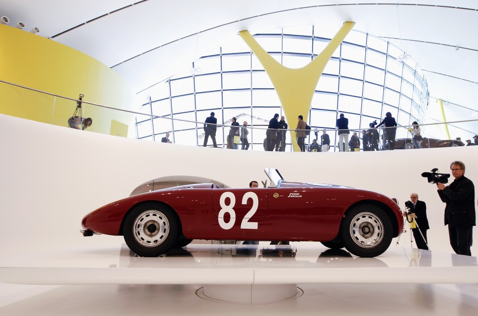 A Stanguellini 1100 Barchetta Ala dOro is pictured at the Casa Enzo Ferrari museum during a media preview in Modena