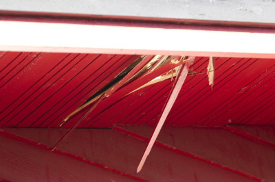 A hole in the roof of a cottage house, believed to be caused by a falling meteorite, is pictured in central Oslo A hole in the roof of a cottage house, believed to be caused by a falling meteorite, is pictured in central Oslo