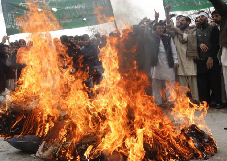 Afghan protesters shout anti-U.S. slogans during a demonstration in Jalalabad province