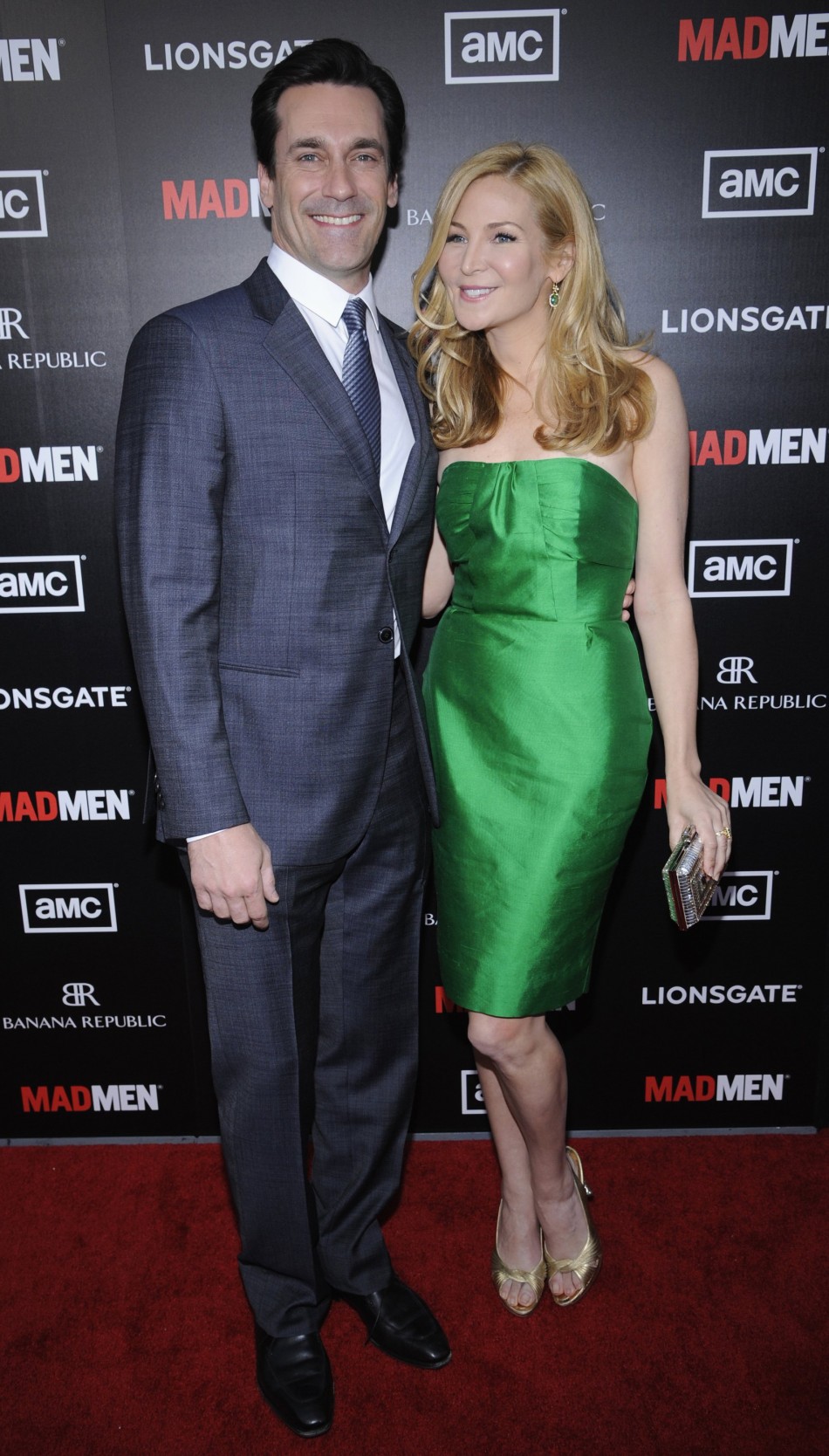 Cast member Hamm and actress Westfeldt attend a premiere screening of quotMad Menquot in Los Angeles