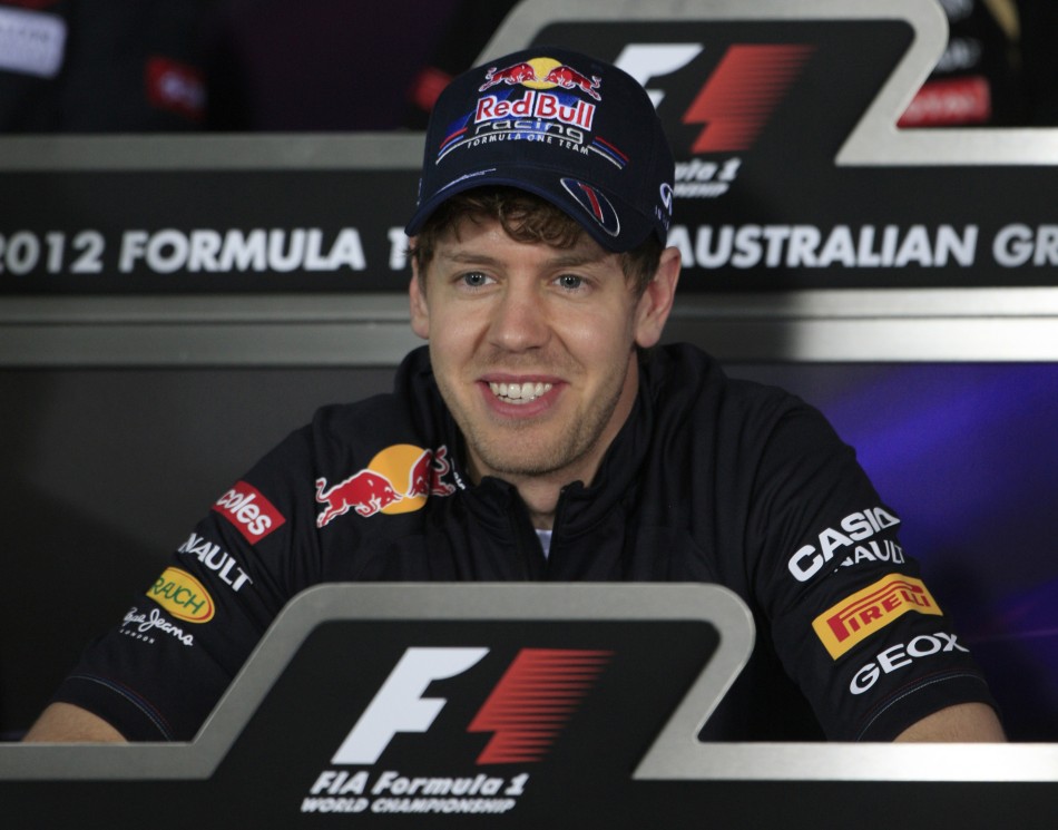 Red Bull Formula One driver Vettel speaks during the drivers news conference prior to the Australian F1 Grand Prix at the Albert Park circuit in Melbourne