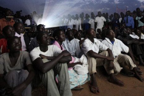 Residents watch the premiere of "Kony 2012" in Lira district