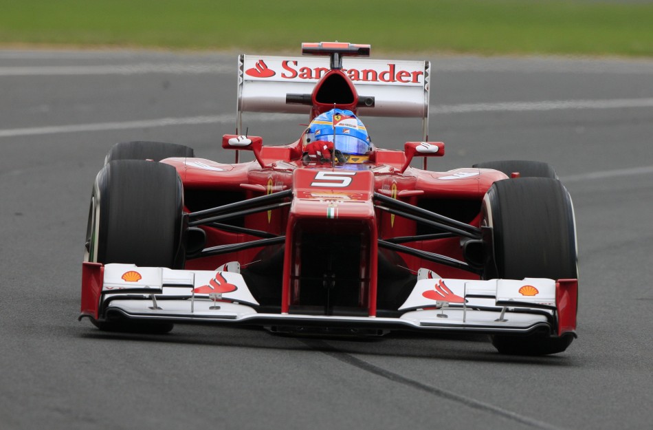 Ferrari Formula One driver Alonso drives during the first practice session of the Australian F1 Grand Prix at the Albert Park circuit in Melbourne