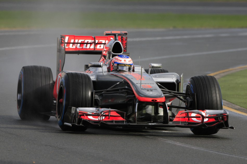 McLaren Formula One driver Button drives during the second practice session of the Australian F1 Grand Prix at the Albert Park circuit in Melbourne