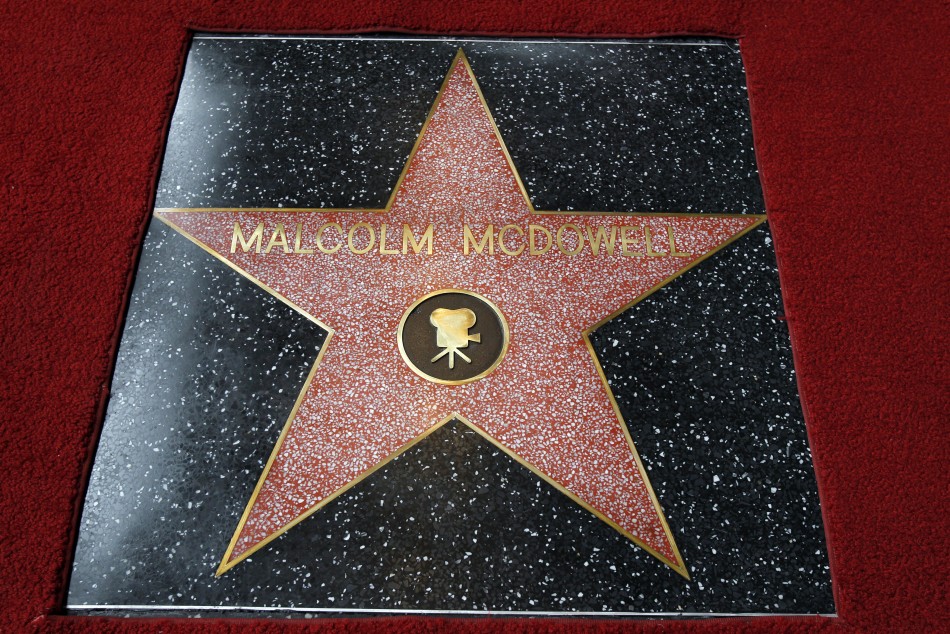 The star of British actor Malcolm McDowell is pictured after it was unveiled on the Walk of Fame in Hollywood