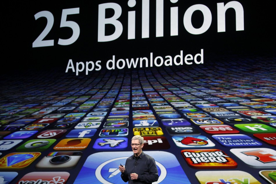 Apple CEO Cook speaks during an Apple event as he introduces the new iPad in San Francisco