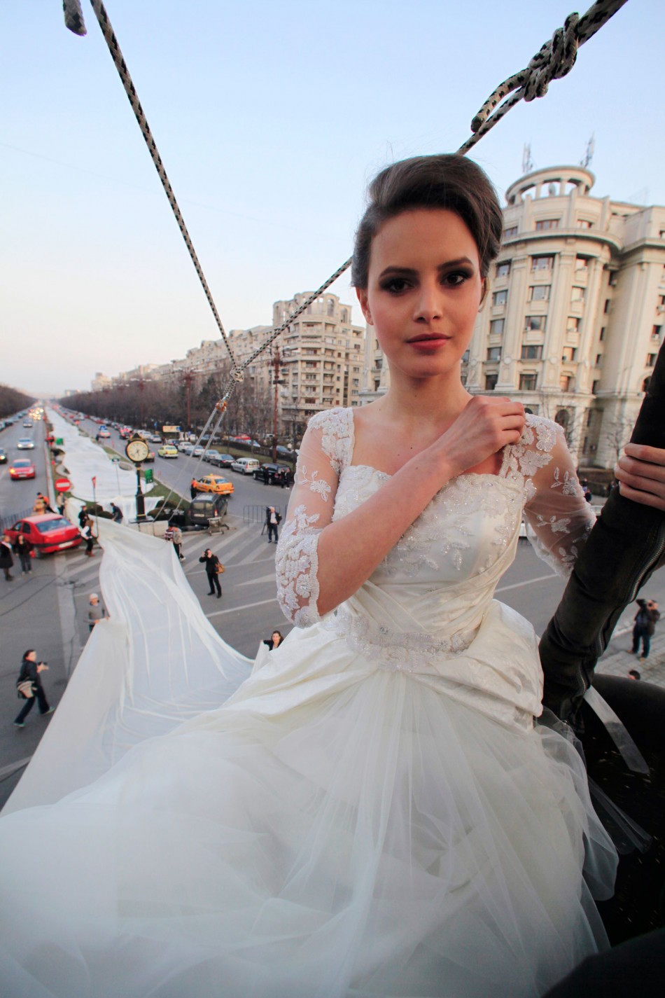 Longest Wedding Dress Romanian Models Wins World Records for 2,750 Meter Train