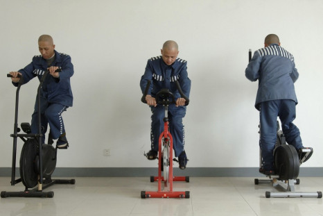Prison inmates exercise at the Baihu prison in Chaohu