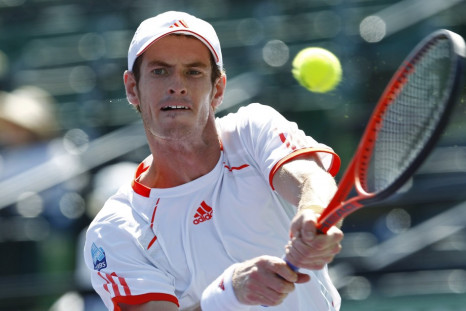 Murray of Britain hits a return to Falla of Colombia at the Sony Ericsson Open tennis tournament in Key Biscayne