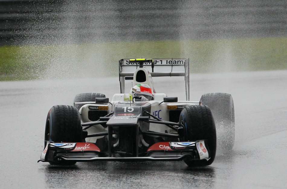 Sauber Formula One driver Perez drives during the Malaysian F1 Grand Prix at Sepang International Circuit outside Kuala Lumpur