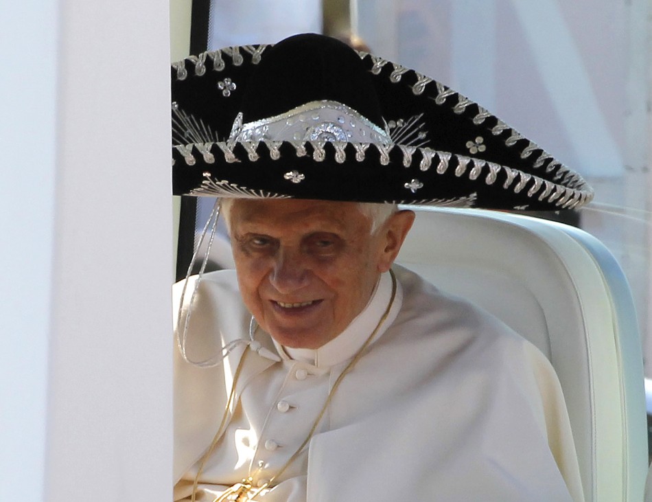 Pope Benedict Dons Large Black Sombrero during Mexico Trip