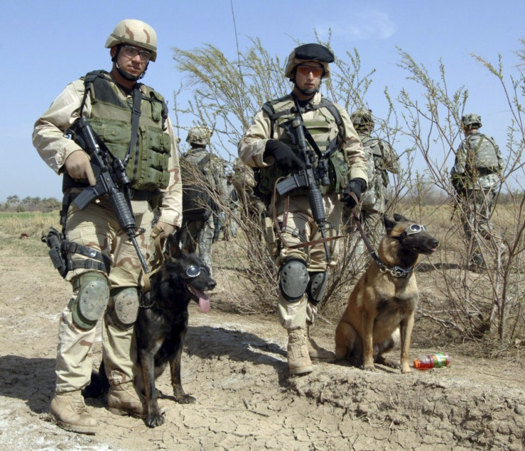 Handout image of United States Air Force Tech Sgt John Mascolo and his dog Ajax