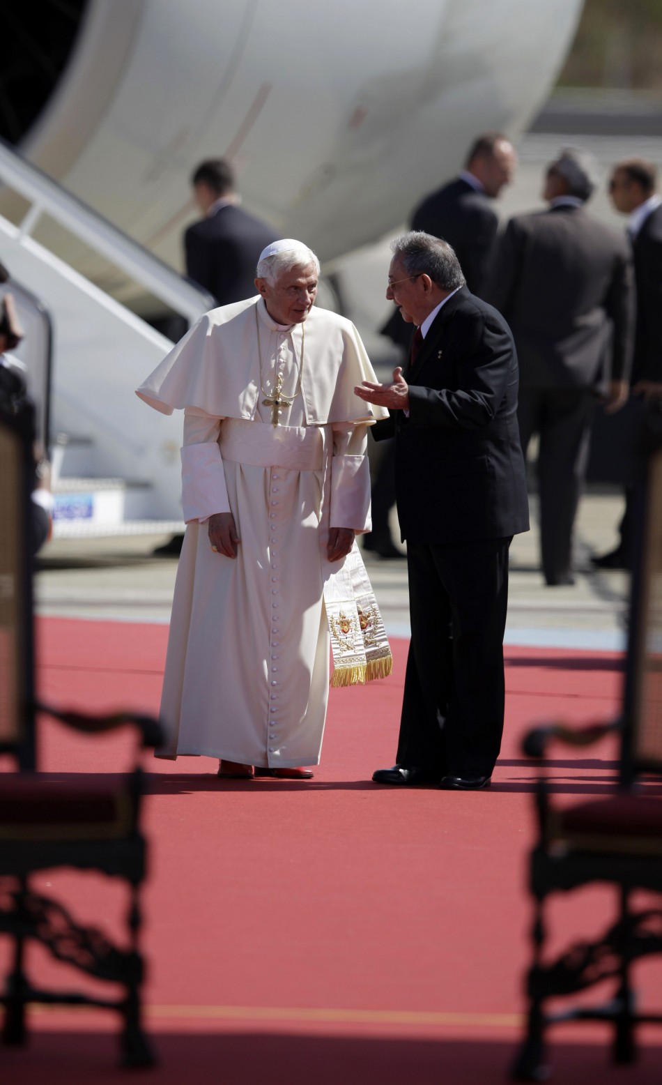Pope Benedict XVI L and Cuba039s President Raul Castro