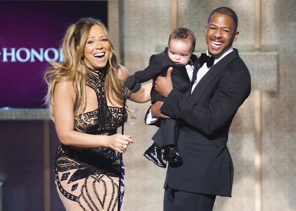 Mariah Carey in 2012 with husband Nick Cannon and their son, Moroccan Scott.