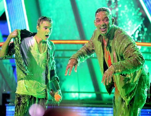 Justin Beiber and Will Smith all slimy