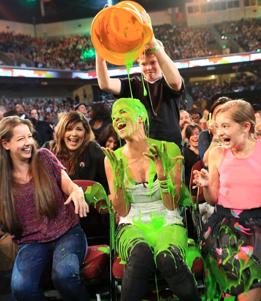 Actress Halle Berry being slimed