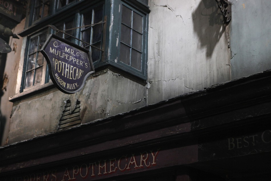 A sign above a storefront is seen in quotDiagon Alleyquot during a media viewing tour of the set of the Harry Potter films at the Warner Bros. Studio Tour in Leavesden