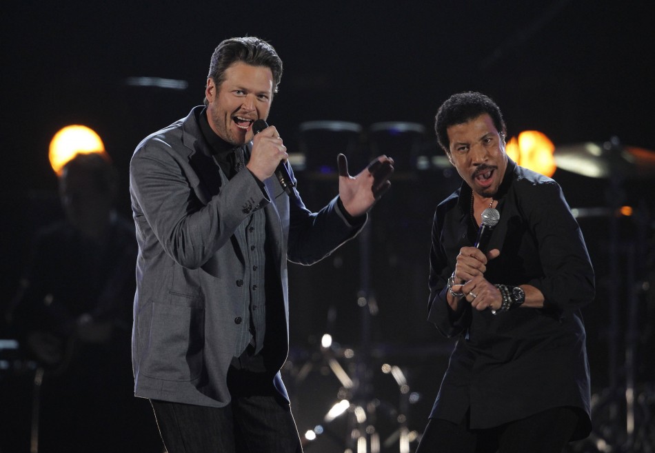 Blake Shelton and Lionel Richie perform quotYou Arequot at the 47th annual Academy of Country Music Awards in Las Vegas