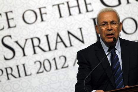 Syrian National Council chairman Burhan Ghalioun addresses Friends of Syria conference in Istanbul