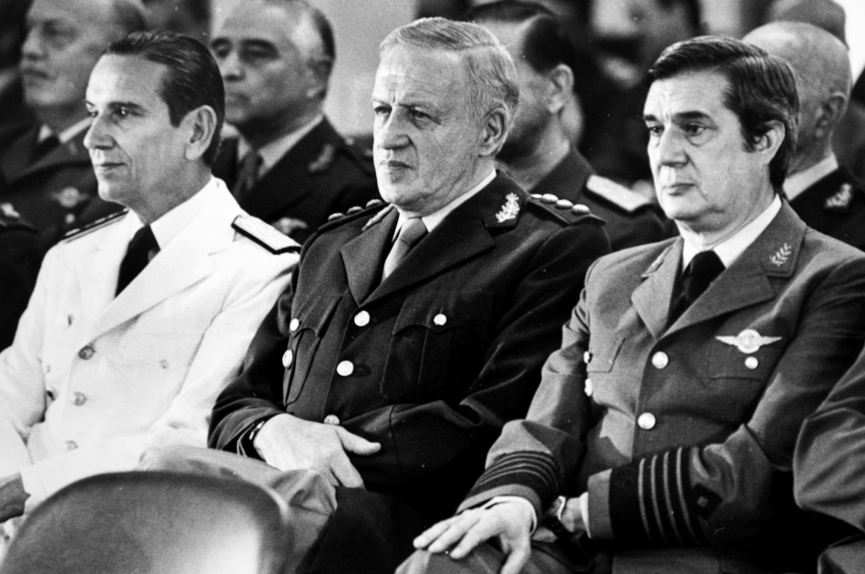 Admiral Jorge Anaya, president General Leopoldo Galtieri and Air Force Commander Basilio Lami Dozo